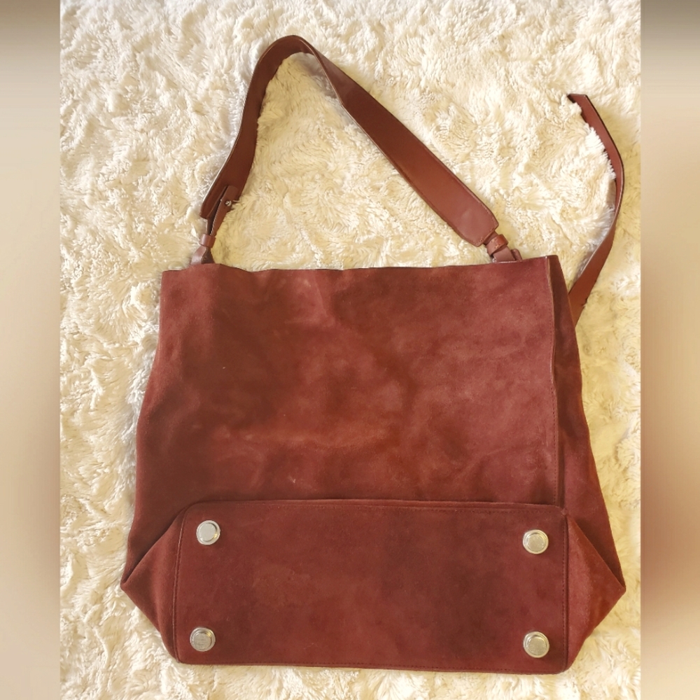 AllSaints Brown/Rust North South Suede Shoulder Bag